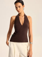 Halter Neck Backless Knit Top