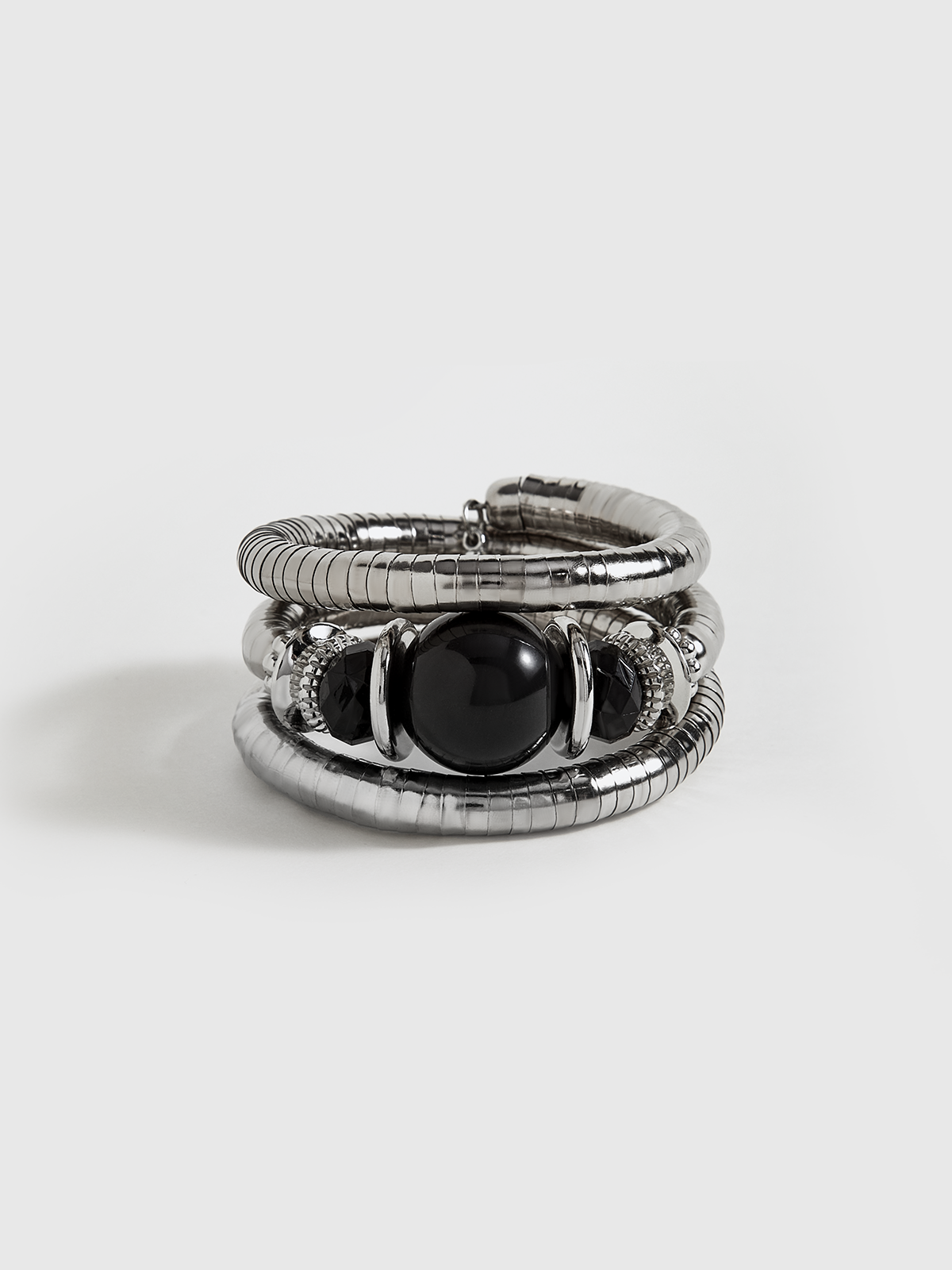 Black Agate Elastic Multi-Layered Bracelet