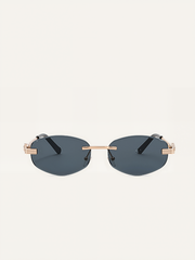 Golden Rimless Oval Sunglasses