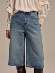 Mid-Waist Wide-Leg Jeans without Belt
