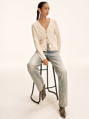 V-Neck Wool Blend Cardigan