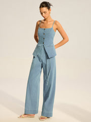 Denim Cami Vest and Pants Set