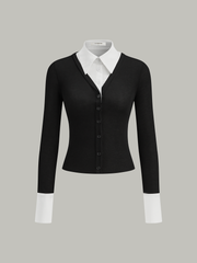 2 in 1 Contrast Collar and Cuff Shirt