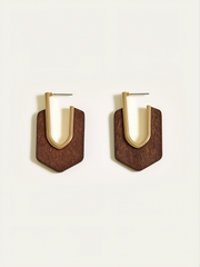 Wood Geometric Earrings