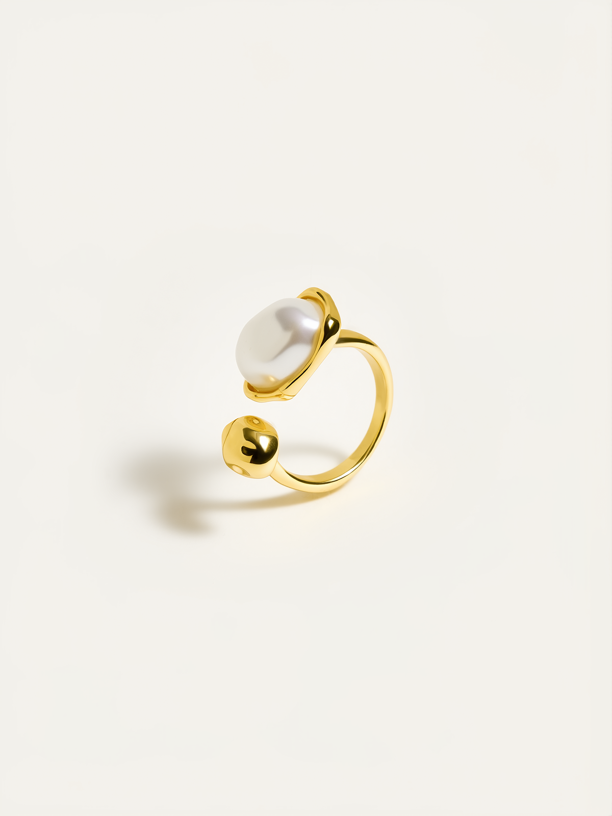 Golden Pearl Open Ring