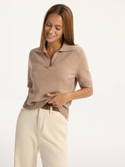 Short-Sleeved Knit Polo Top