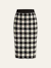 Checkered Cami Peplum Top and Skirt Set