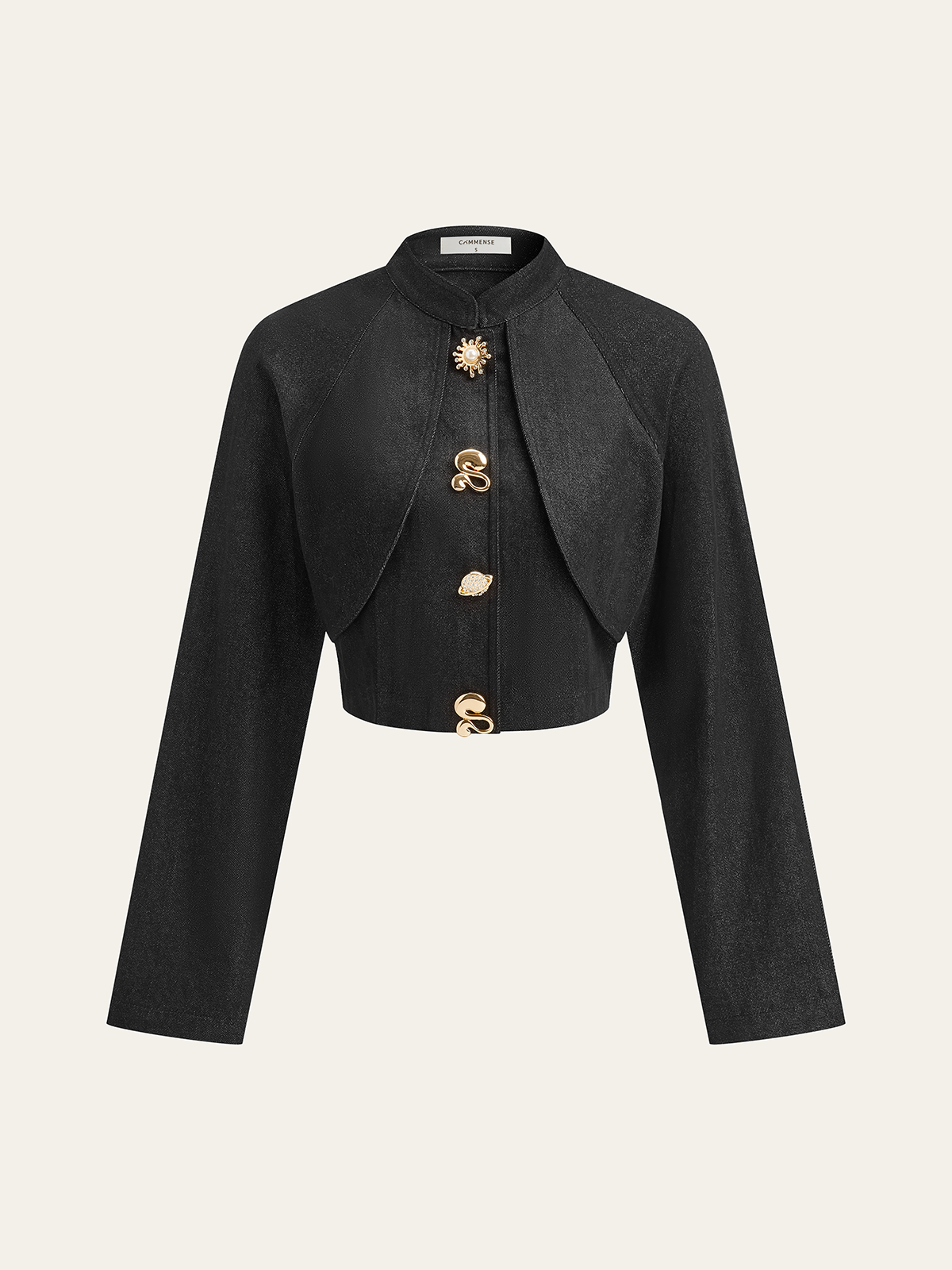 Metal Detail Cropped Denim Jacket