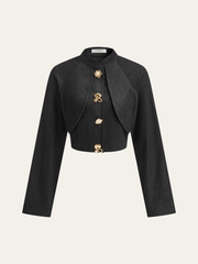 Metal Detail Cropped Denim Jacket