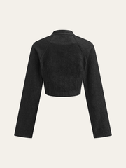 Metal Detail Cropped Denim Jacket