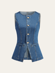 Button-Front Denim Vest