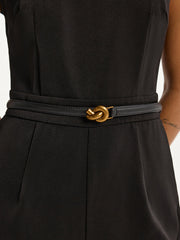 Leather Twist Buckle Belt