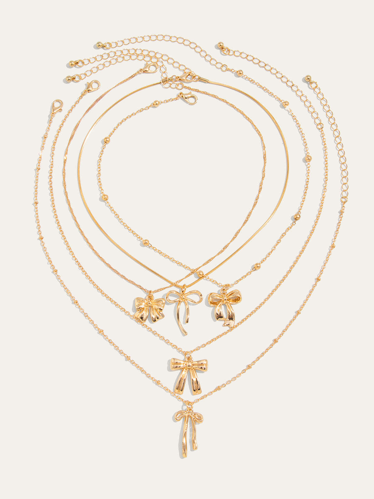 5pcs Bow Charm Necklace Set