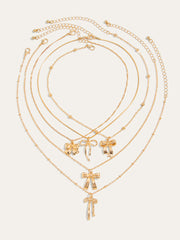 5pcs Bow Charm Necklace Set