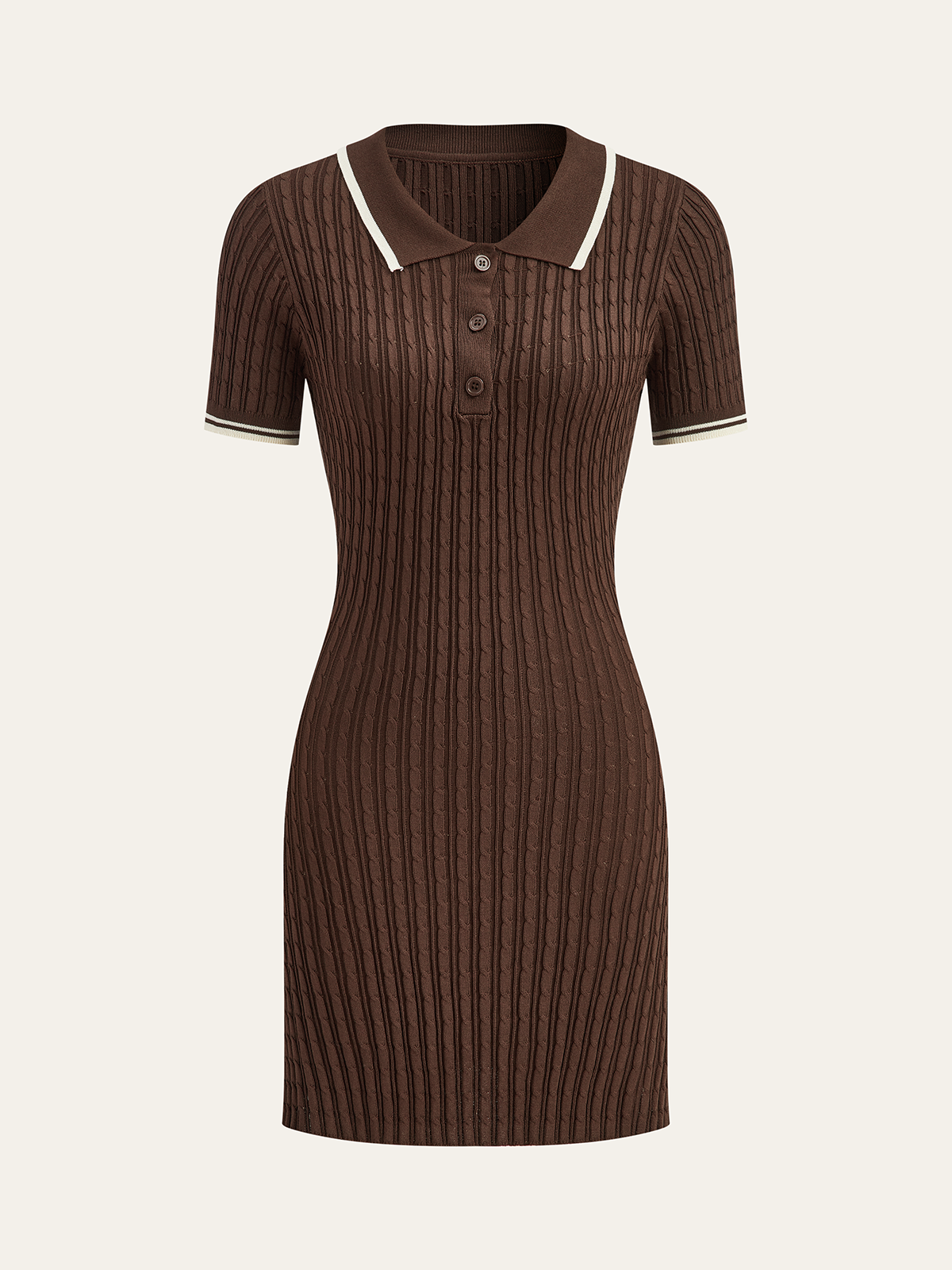 Cable-Knit Short-Sleeve Polo Dress