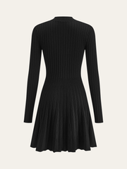 Mock Neck Flared Sweater Dress