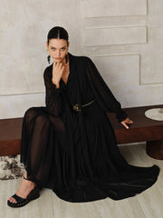 Chiffon Maxi Dresse with Scarf