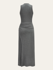 Sleeveless Mock Neck Midi Dress