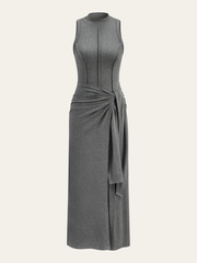 Sleeveless Mock Neck Midi Dress