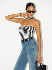 Striped Reversible Halter Neck Top