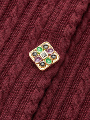 Metal Detail Cable Knit Cardigan