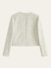 Metal Detail Knot Button Tweed Jacket