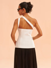 One-Shoulder Asymmetric Button Vest
