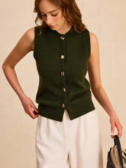 Metal Button Knit Vest