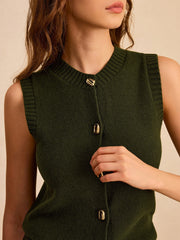 Metal Button Knit Vest