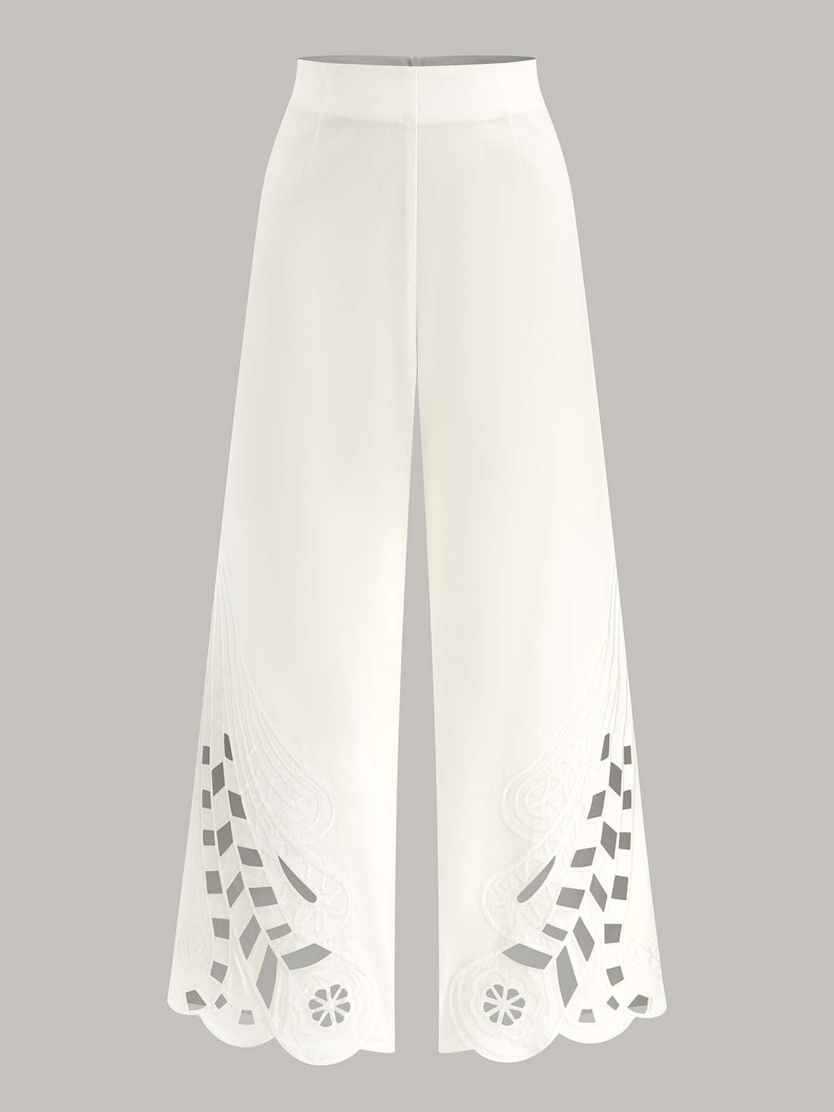 Embroidery Cut-Out Wide-Leg Pants