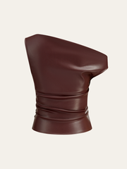 One-Shoulder PU Leather Tank Top