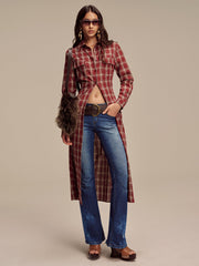 Plaid Button Front Shirt Dress