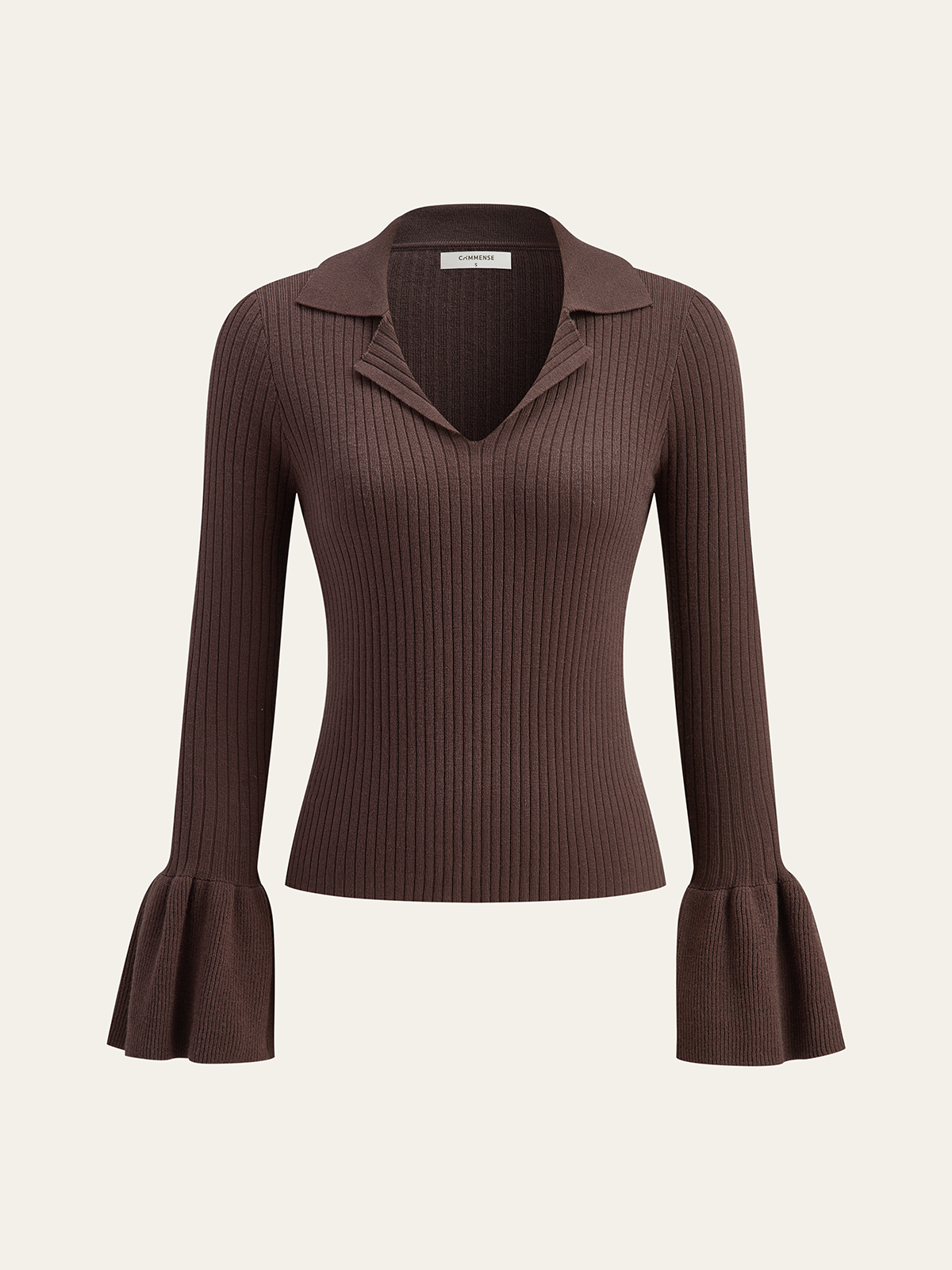 Flared Cuff Polo-Collar Sweater