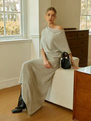 Asymmetric Wool-Blend Midi Skirt