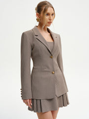 Houndstooth Metal Button Blazer