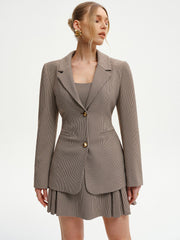 Houndstooth Metal Button Blazer