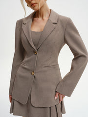 Houndstooth Metal Button Blazer