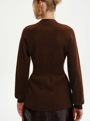 Wool-Blend V-Neck Button-Down Cardigan