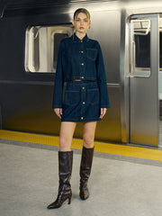 Crop Button Denim Jacket