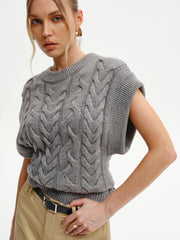 Cable-Knit Cap Sleeve Sweater Vest