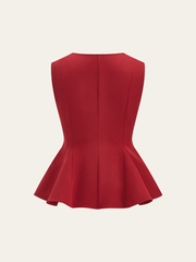 Sleeveless V-Neck Peplum Top