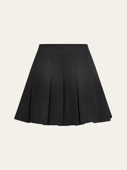 Pleated Mini Skirt with Decor Button