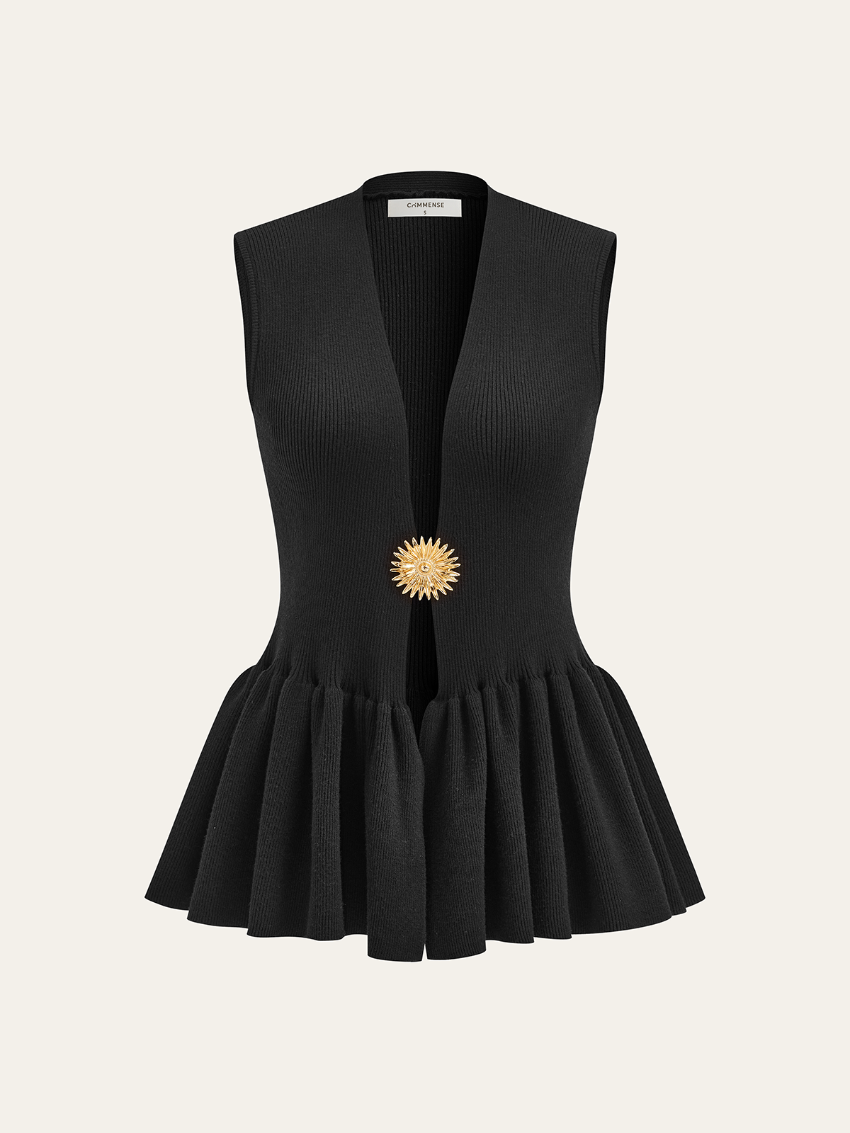 Metal Detail Knit Peplum Cardigan