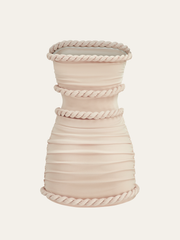 Braided Rope Trim Ruched Strapless Dress