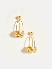 Golden Basket Drop Earrings