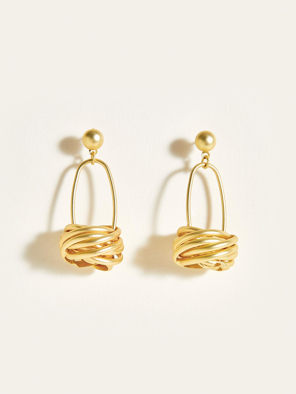 Golden Basket Drop Earrings