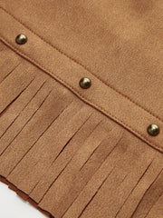 Suede Effect Fringe Mini Skirt