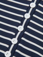 2 in 1 Striped Ribbed Paneled Long-Sleeve Blouse