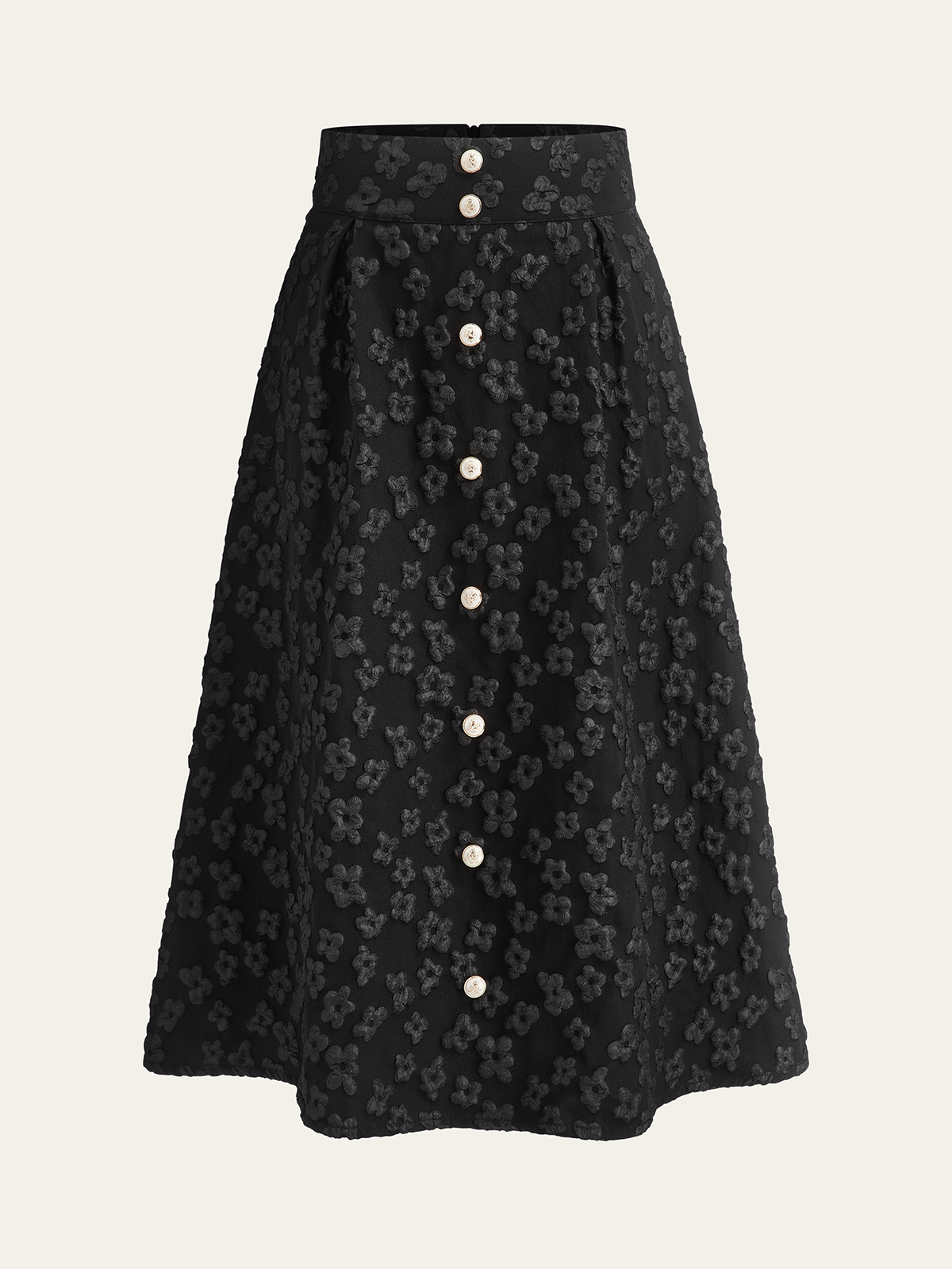 Floral Texture High Waist Skirt