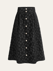 Floral Texture High Waist Skirt